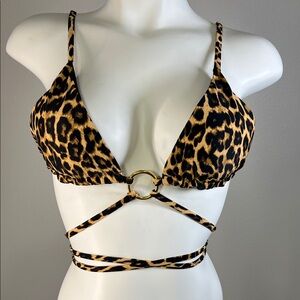 Fashion Nova Leopard Print Bikini Top SMALL